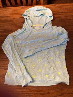 SO Light Blue Hooded Top with Lime Polka Dots